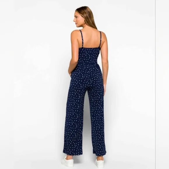 Kaileigh Navy and White Spotted Jumpsuit - Picture 5 of 5